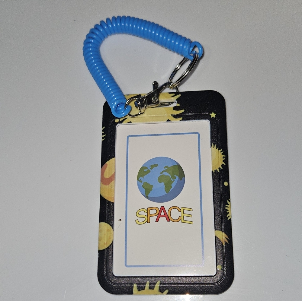Space Themed ID Holder with Blue Coil BNIB